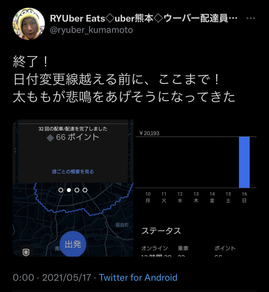 売上公開】Uber Eats（ウーバーイーツ）福井は稼げる？平均時給を大 